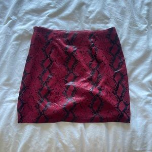 red snake print mini skirt